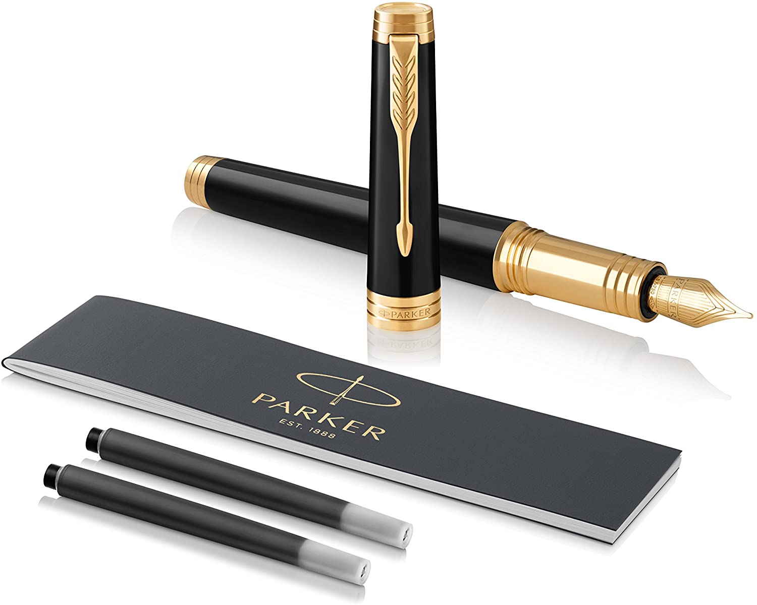 1年修理保証 【PARKER/パーカー】18K 万年筆 ゴールド&ブラック ペン